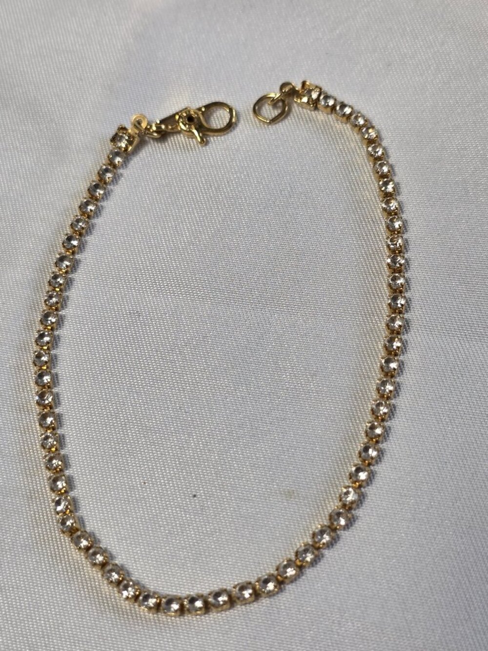 Monet Delicate Gold Tone Tennis Bracelet White Rhinestones Size 7